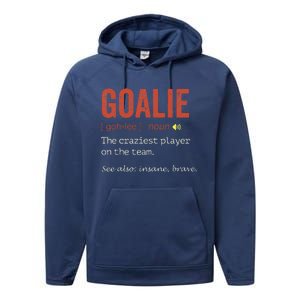 Funny Goalie Goalkeeper Definition Hockey Player Performance Fleece Hoodie