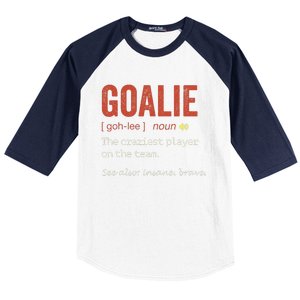 Funny Goalie Goalkeeper Definition Hockey Player Baseball Sleeve Shirt