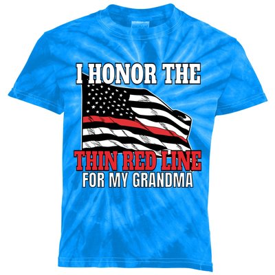 Firefighter Granddaughter Grandson Support Grandma Gift Kids Tie-Dye T-Shirt