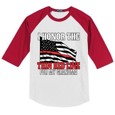 Firefighter Granddaughter Grandson Support Grandma Gift Kids Colorblock Raglan Jersey