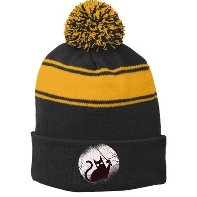 Fencing Game Gamer Fencer Sport Fencing Cat Stripe Pom Pom Beanie