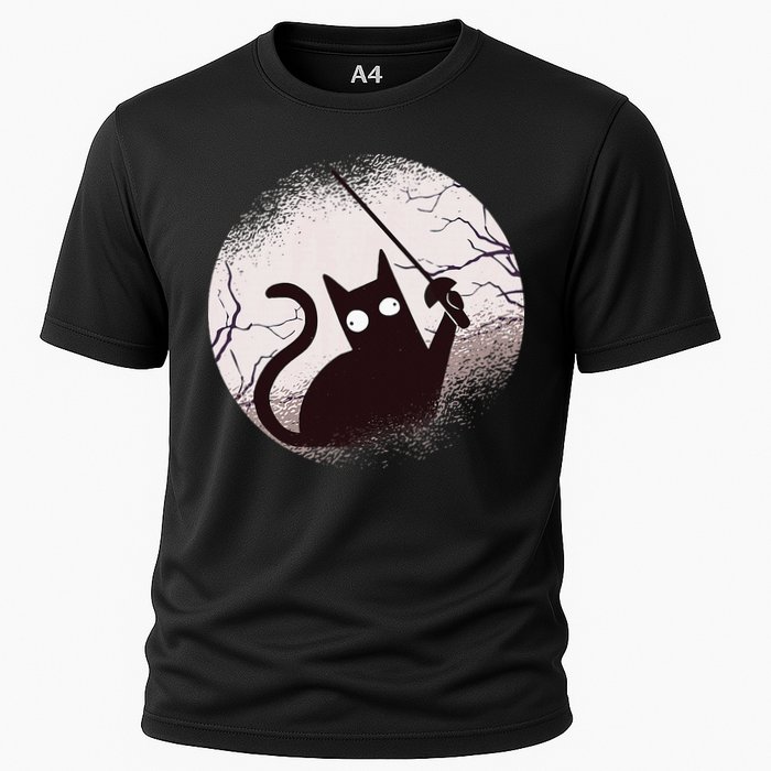Fencing Game Gamer Fencer Sport Fencing Cat Cooling Performance Crew T-Shirt