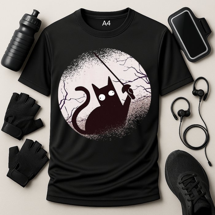 Fencing Game Gamer Fencer Sport Fencing Cat Cooling Performance Crew T-Shirt
