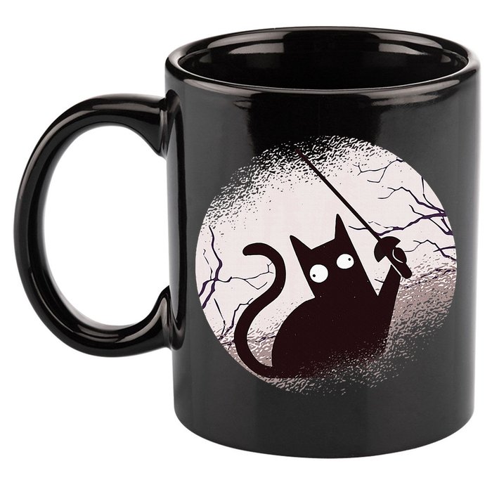 Fencing Game Gamer Fencer Sport Fencing Cat 11oz C Handle Ceramic Mug