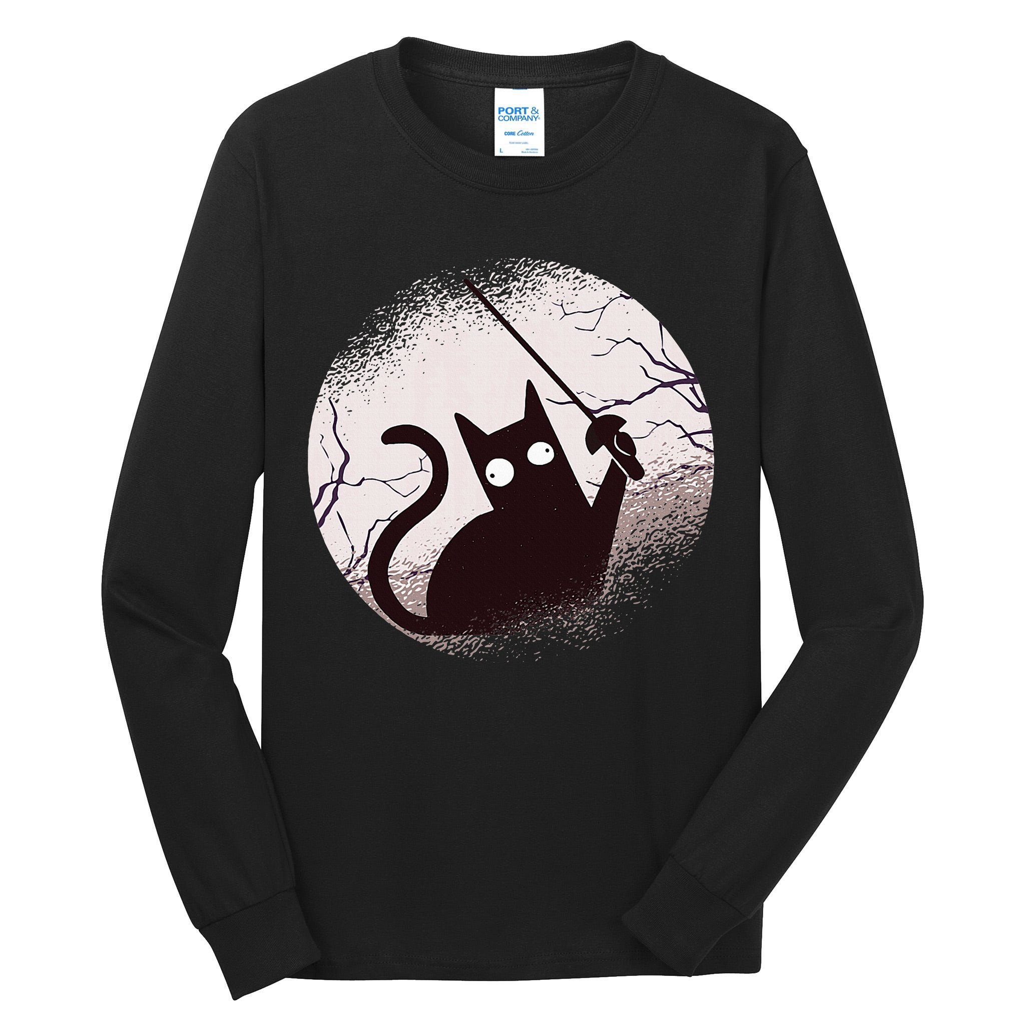 Fencing Game Gamer Fencer Sport Fencing Cat Tall Long Sleeve T-Shirt