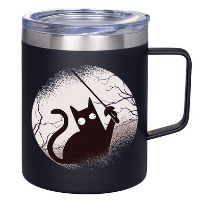 Fencing Game Gamer Fencer Sport Fencing Cat 12oz Stainless Steel Coffee Mug