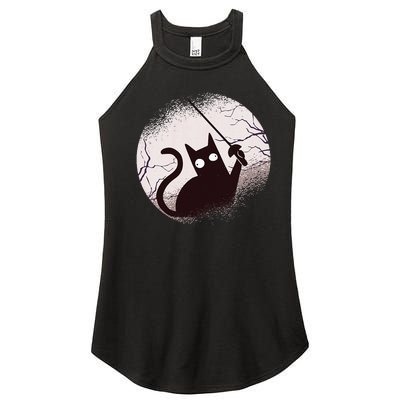 Fencing Game Gamer Fencer Sport Fencing Cat Women’s Perfect Tri Rocker Tank