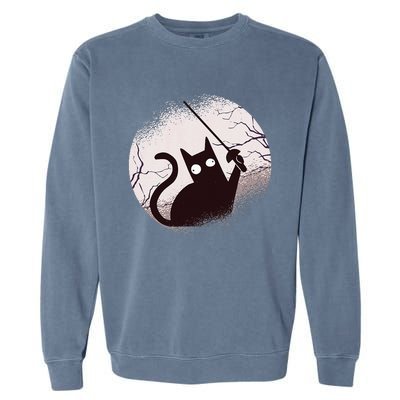 Fencing Game Gamer Fencer Sport Fencing Cat Garment-Dyed Sweatshirt