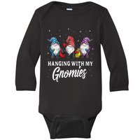 Funny Garden Gnome Christmas Gifts Hanging With My Gnomies Baby Long Sleeve Bodysuit