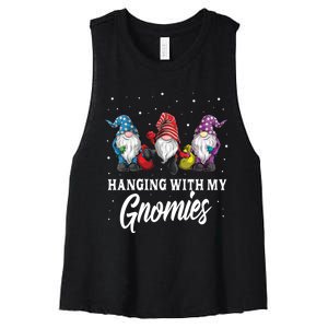 Funny Garden Gnome Christmas Gifts Hanging With My Gnomies Women's Racerback Cropped Tank