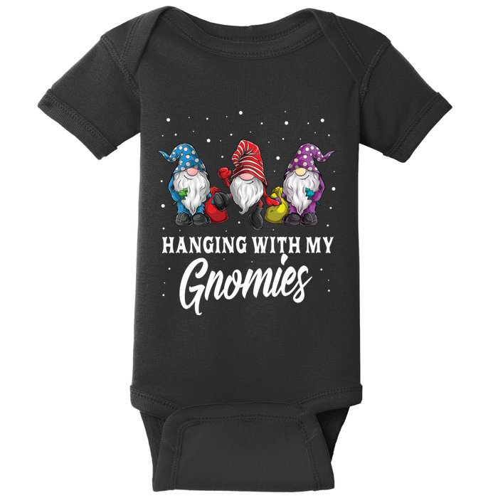 Funny Garden Gnome Christmas Gifts Hanging With My Gnomies Baby Bodysuit