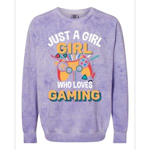 Funny Gaming Gift Just A Who Loves Gaming Gamer Geek Gift Colorblast Crewneck Sweatshirt