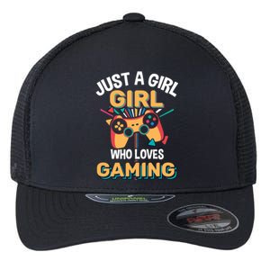 Funny Gaming Gift Just A Who Loves Gaming Gamer Geek Gift Flexfit Unipanel Trucker Cap