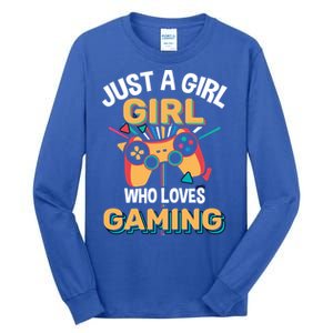 Funny Gaming Gift Just A Who Loves Gaming Gamer Geek Gift Tall Long Sleeve T-Shirt