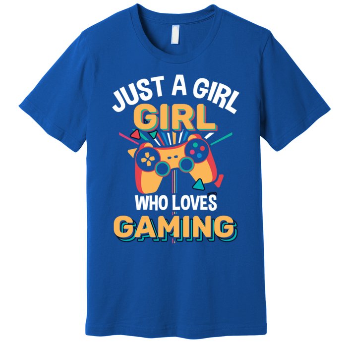 Funny Gaming Gift Just A Who Loves Gaming Gamer Geek Gift Premium T-Shirt