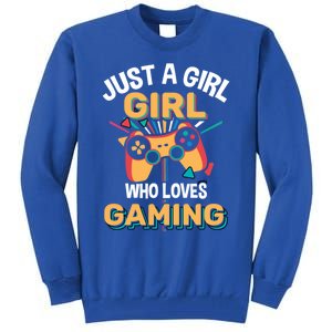 Funny Gaming Gift Just A Who Loves Gaming Gamer Geek Gift Tall Sweatshirt