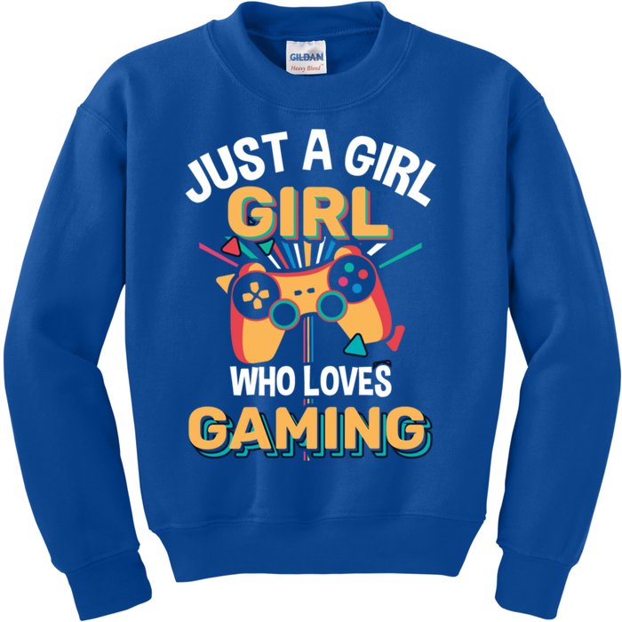 Funny Gaming Gift Just A Who Loves Gaming Gamer Geek Gift Kids Sweatshirt