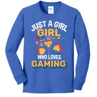 Funny Gaming Gift Just A Who Loves Gaming Gamer Geek Gift Kids Long Sleeve Shirt