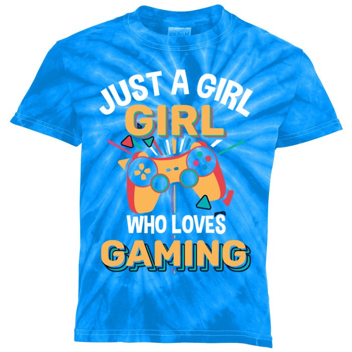 Funny Gaming Gift Just A Who Loves Gaming Gamer Geek Gift Kids Tie-Dye T-Shirt