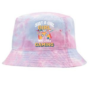 Funny Gaming Gift Just A Who Loves Gaming Gamer Geek Gift Tie-Dyed Bucket Hat