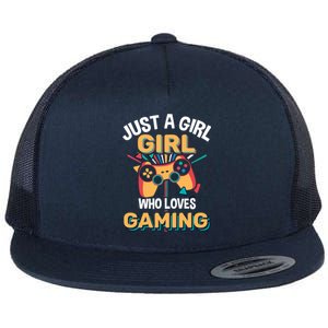 Funny Gaming Gift Just A Who Loves Gaming Gamer Geek Gift Flat Bill Trucker Hat