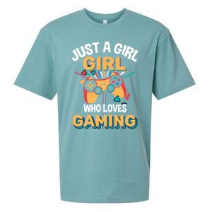 Funny Gaming Gift Just A Who Loves Gaming Gamer Geek Gift Sueded Cloud Jersey T-Shirt