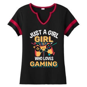 Funny Gaming Gift Just A Who Loves Gaming Gamer Geek Funny Gift Ladies Halftime Notch Neck Tee