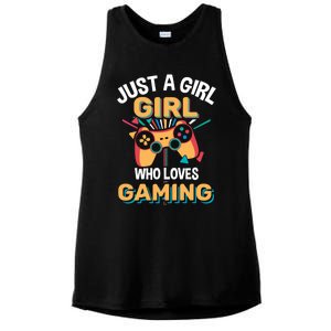 Funny Gaming Gift Just A Who Loves Gaming Gamer Geek Funny Gift Ladies PosiCharge Tri-Blend Wicking Tank