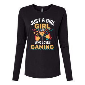 Funny Gaming Gift Just A Who Loves Gaming Gamer Geek Funny Gift Womens Cotton Relaxed Long Sleeve T-Shirt