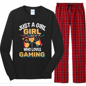 Funny Gaming Gift Just A Who Loves Gaming Gamer Geek Funny Gift Long Sleeve Pajama Set