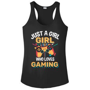 Funny Gaming Gift Just A Who Loves Gaming Gamer Geek Funny Gift Ladies PosiCharge Competitor Racerback Tank