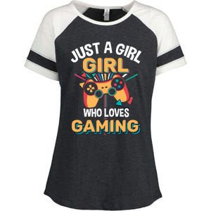 Funny Gaming Gift Just A Who Loves Gaming Gamer Geek Funny Gift Enza Ladies Jersey Colorblock Tee