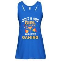 Funny Gaming Gift Just A Who Loves Gaming Gamer Geek Funny Gift Ladies Essential Flowy Tank