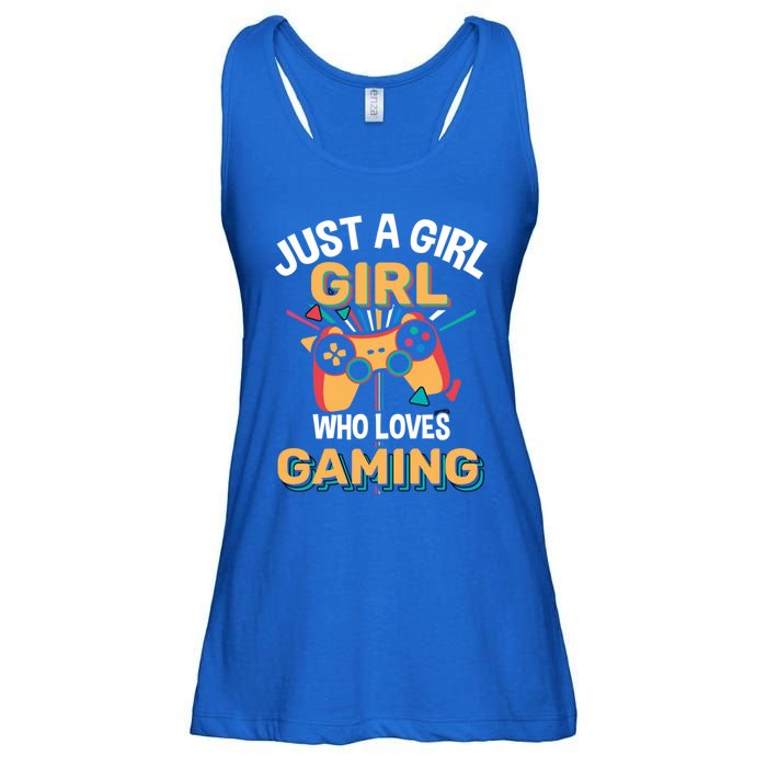 Funny Gaming Gift Just A Who Loves Gaming Gamer Geek Funny Gift Ladies Essential Flowy Tank