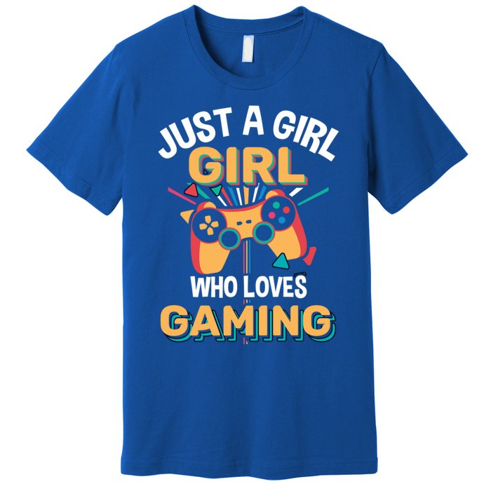 Funny Gaming Gift Just A Who Loves Gaming Gamer Geek Funny Gift Premium T-Shirt