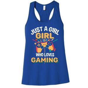 Funny Gaming Gift Just A Who Loves Gaming Gamer Geek Funny Gift Women's Racerback Tank