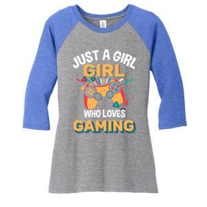 Funny Gaming Gift Just A Who Loves Gaming Gamer Geek Funny Gift Women's Tri-Blend 3/4-Sleeve Raglan Shirt