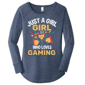 Funny Gaming Gift Just A Who Loves Gaming Gamer Geek Funny Gift Women's Perfect Tri Tunic Long Sleeve Shirt