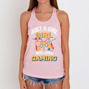 Funny Gaming Gift Just A Who Loves Gaming Gamer Geek Funny Gift Women's Knotted Racerback Tank