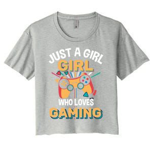 Funny Gaming Gift Just A Who Loves Gaming Gamer Geek Funny Gift Women's Crop Top Tee