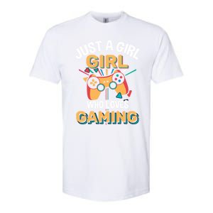 Funny Gaming Gift Just A Who Loves Gaming Gamer Geek Funny Gift Softstyle CVC T-Shirt