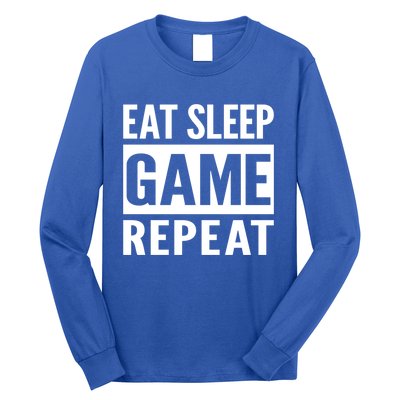 Funny Gamer Gaming Gift Eat Sleep Game Repeat Holiday Gift Long Sleeve Shirt