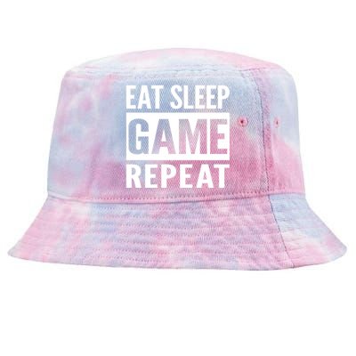 Funny Gamer Gaming Gift Eat Sleep Game Repeat Holiday Gift Tie-Dyed Bucket Hat