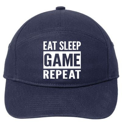 Funny Gamer Gaming Gift Eat Sleep Game Repeat Holiday Gift 7-Panel Snapback Hat