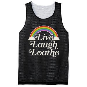 Funny Goth Gothic Parody Rainbow Live Laugh Loathe Mesh Reversible Basketball Jersey Tank