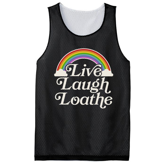 Funny Goth Gothic Parody Rainbow Live Laugh Loathe Mesh Reversible Basketball Jersey Tank