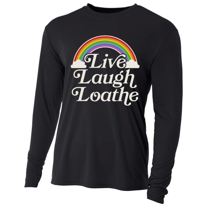 Funny Goth Gothic Parody Rainbow Live Laugh Loathe Cooling Performance Long Sleeve Crew