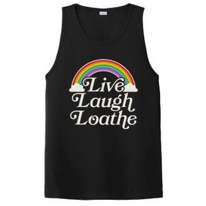 Funny Goth Gothic Parody Rainbow Live Laugh Loathe PosiCharge Competitor Tank