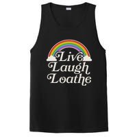 Funny Goth Gothic Parody Rainbow Live Laugh Loathe PosiCharge Competitor Tank