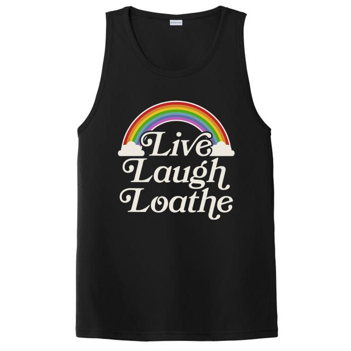 Funny Goth Gothic Parody Rainbow Live Laugh Loathe PosiCharge Competitor Tank